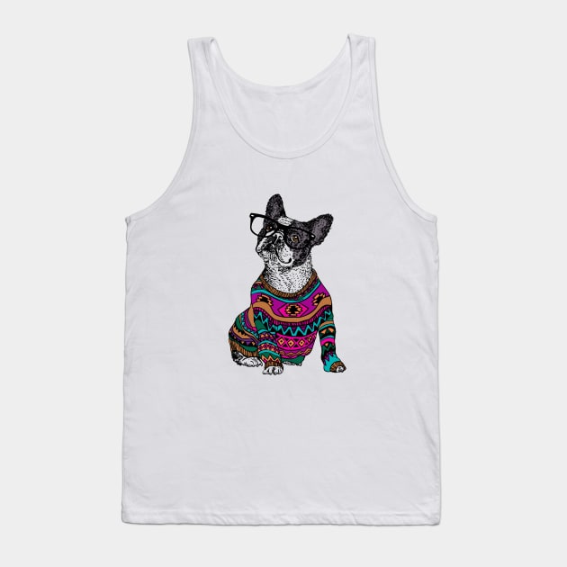 hipster frenchie Tank Top by huebucket